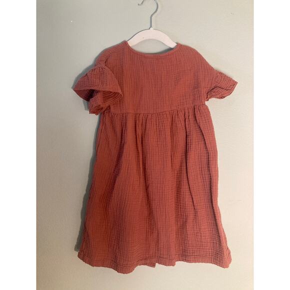 H&M Cotton Muslin Sweet Flutter Sleeve Dress Button Front ~ Sz S 6-7 ~ Adorable - Picture 2 of 5